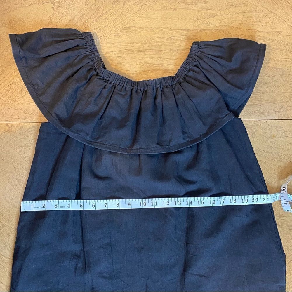 Line & Dot Black Concorde Ruffle Mini Linen Dress Size Large - Picture 7 of 10
